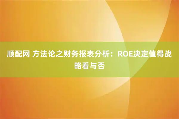 顺配网 方法论之财务报表分析：ROE决定值得战略看与否
